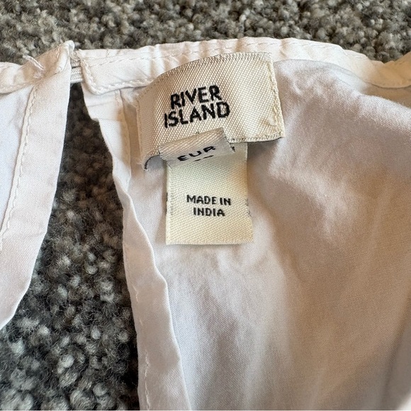 River Island White Puff Sleeve Mini Dress Size 8 – Boho Coastal Ruffle Modest - Picture 4 of 10